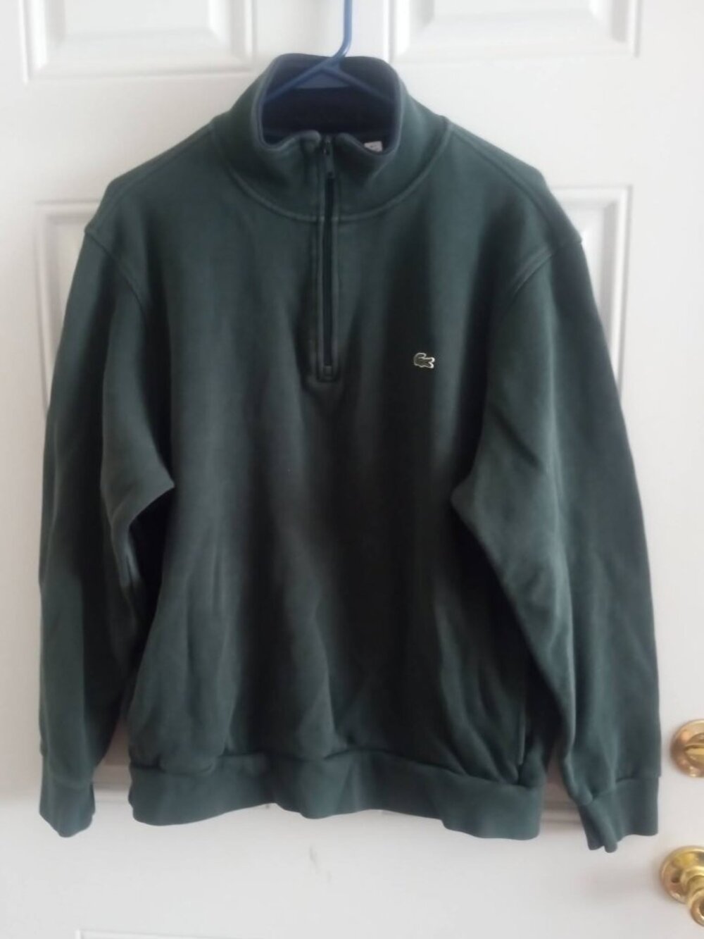 Lacoste Men's 1/4 zip mock neck sweater Teal blue size L